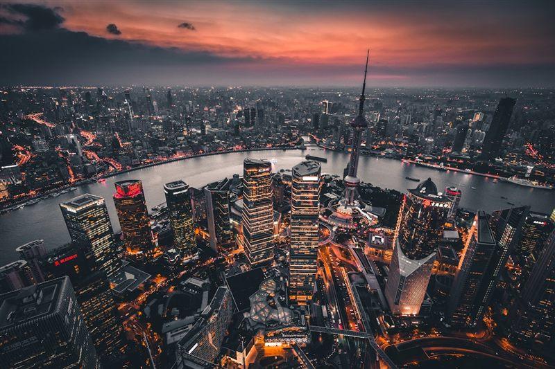 Oriental Pearl Tower and Shanghai skyline at dusk