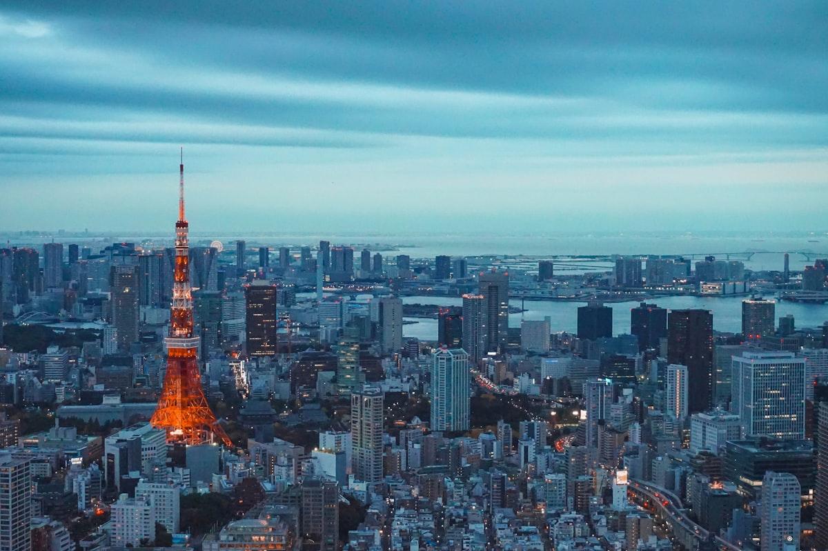 Tokyo Tower and cityscape at dusk, Japan